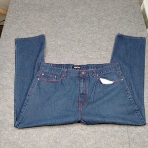 Mecca Jeans Mens 44x32 Blue Denim Straight Leg Red Contrast Stitch‎ Streetwear